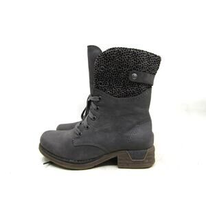 Rieker Womens Size 36 EUR Gray Leather Lace Up Zip Ankle Fashion Boots